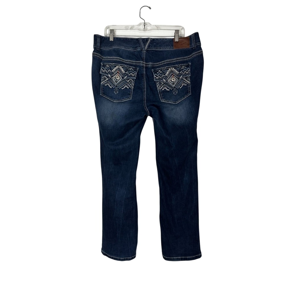 Ariya Jeans Women's 16 Short Bootcut Embellished Y2K Western Flap Pockets Dark